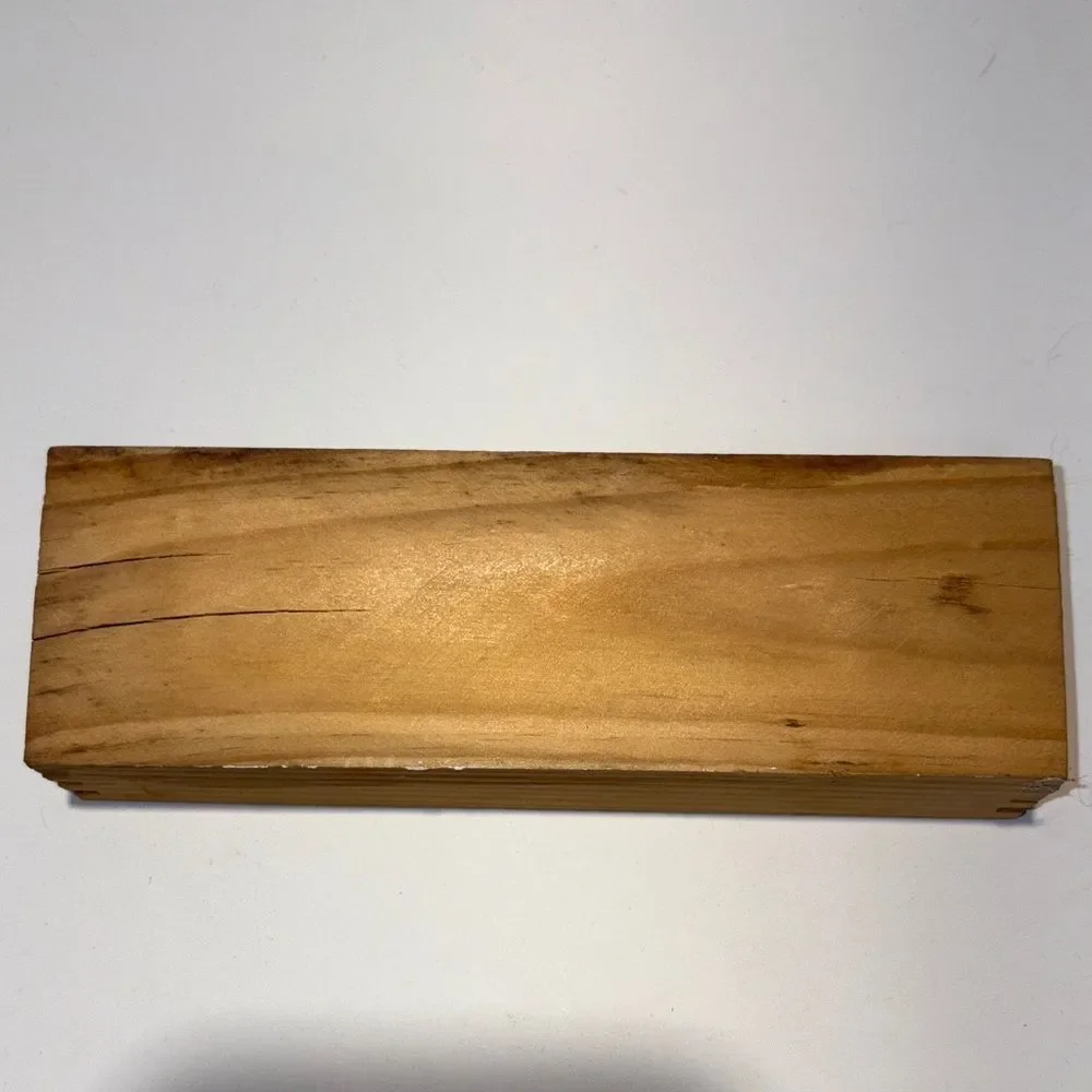 Natural Wood dominos Storage Box with small wooden dominos.
